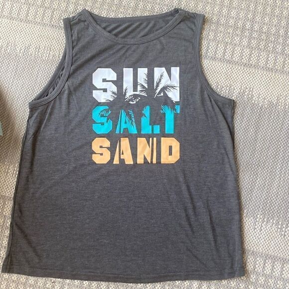 Sea Salt Sand  Tropical & Letter Graphic Tank Top Medium - Picture 2 of 6